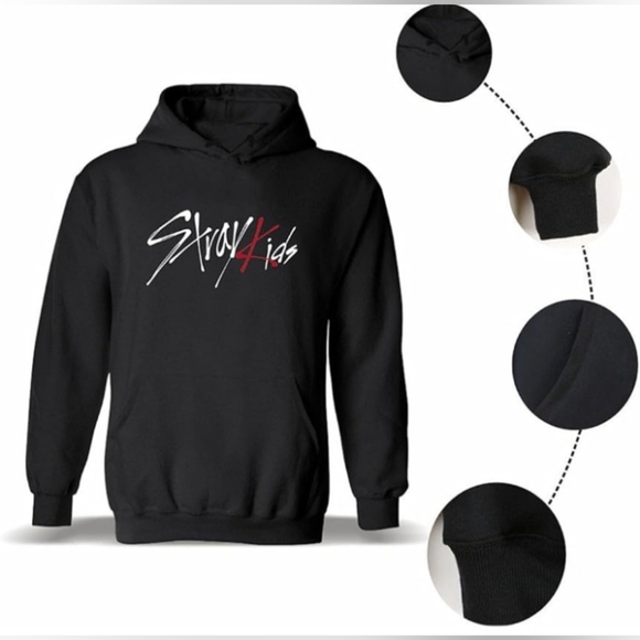Stray Kids EUC Black Hoodie L/S Kangaroo Size XXXL - Picture 1 of 7